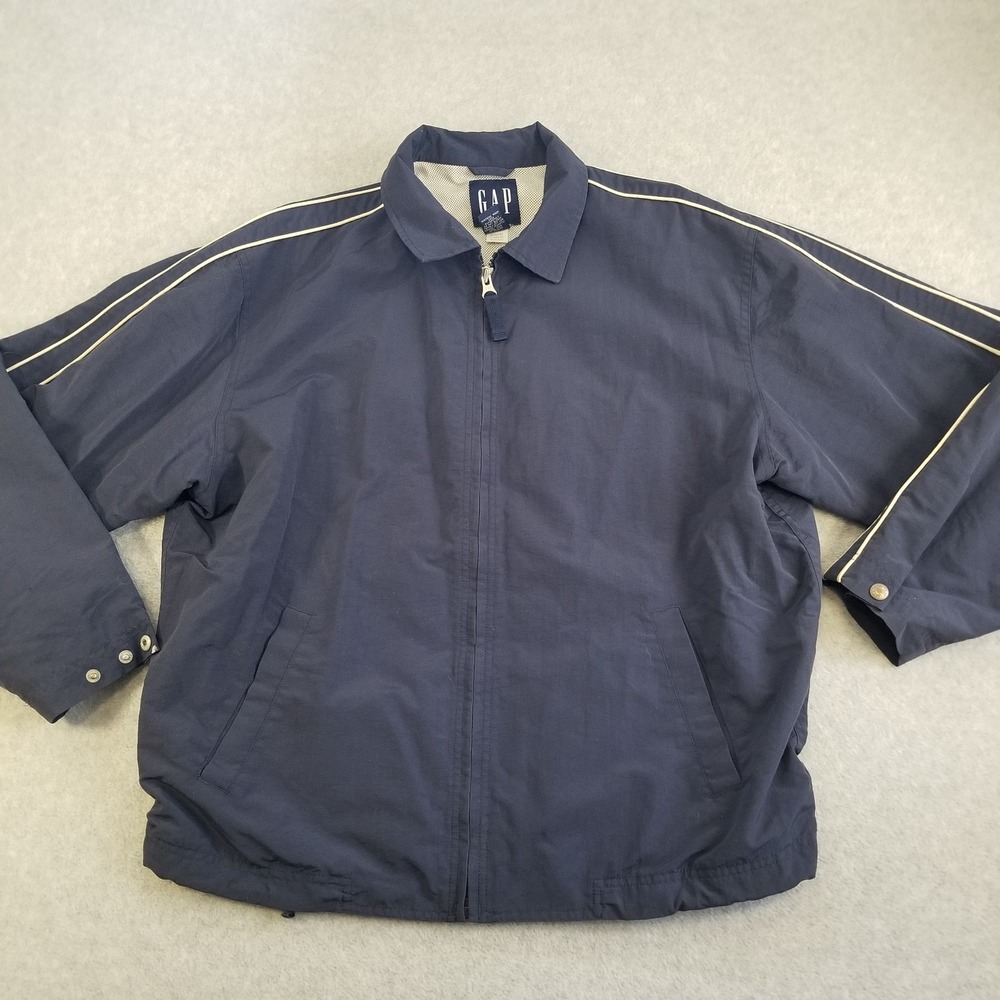 Vintage GAP Jacket Mens Large Navy Blue Bomber 90s Y2K